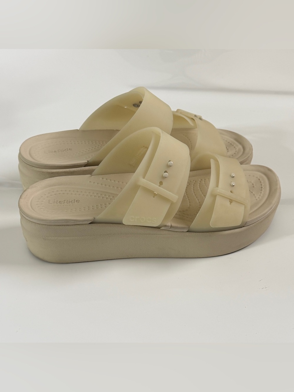 CROCS Women's Cream Platform Slide Sandals